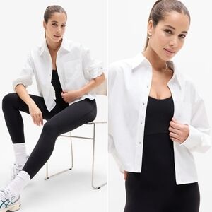 Athleta Midday Cropped Poplin Shirt in Bright White